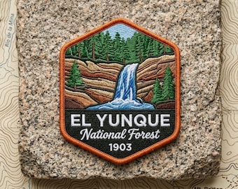 Retro El Yunque National Forest Puerto Rico Embroidered Patch Vintage Waterfall Travel Souvenir Badge