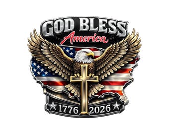 God Bless America Sticker USA 250th Anniversary Eagle Cross Decal Patriotic 1776 2026 United States Semiquincentennial Celebration
