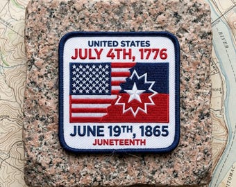 US July 4th 1776 and Juneteenth June 19th 1865 Embroidered Patch Freedom Flag Badge