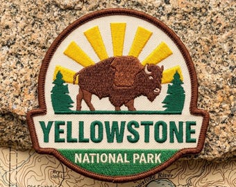 YELLOWSTONE National Park Embroidered Patch: Bison Sunrise Travel Souvenir