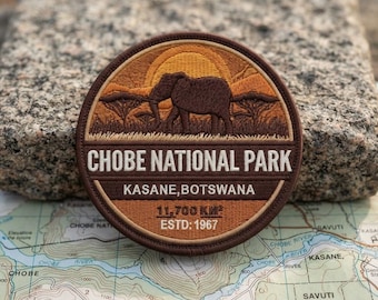Parche bordado con el escudo de viaje del Parque Nacional Chobe de Botsuana