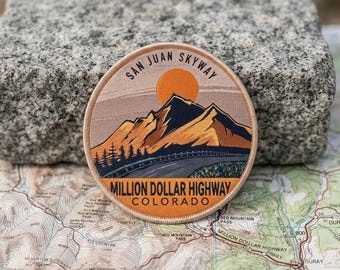 Parche bordado de viaje por la Million Dollar Highway de Colorado