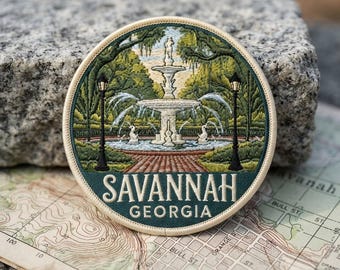 Parche bordado de viaje al Parque Forsyth de Savannah, Georgia