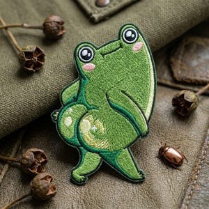 Funny Frog Butt Embroidered Patch – Thicc Frog Iron On Applique