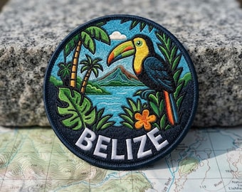Parche bordado de viaje con tucán de Belice, fauna silvestre
