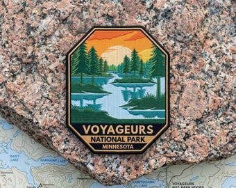Retro Voyageurs National Park Minnesota Embroidered Patch Vintage Lake Sunset Travel Souvenir Badge