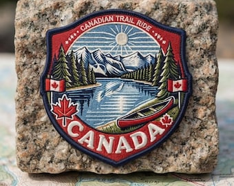 Parche bordado de Canadian Trail Ride, recuerdo de viaje a Canadá, aplique termoadhesivo
