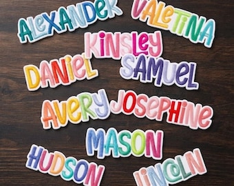 Parche bordado personalizado con nombre, insignia termoadhesiva personalizada, accesorio para mochila, sombrero o chaqueta.