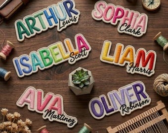 Parche personalizado con nombre, insignia bordada termoadhesiva personalizada, uniformes para mochilas infantiles