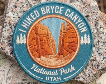 I Hiked Bryce Canyon National Park Utah Hoodoos Queens Garden Embroidered Patch Travel Souvenir Iron On Badge for Jacket Backpack Hat