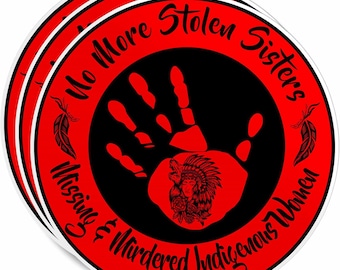 MMIW No More Stolen Sisters Missing Murdered Indigenous Sticker Woman Hands Waterproof Vinyl Decal for Laptop Water Bottle and Cars
