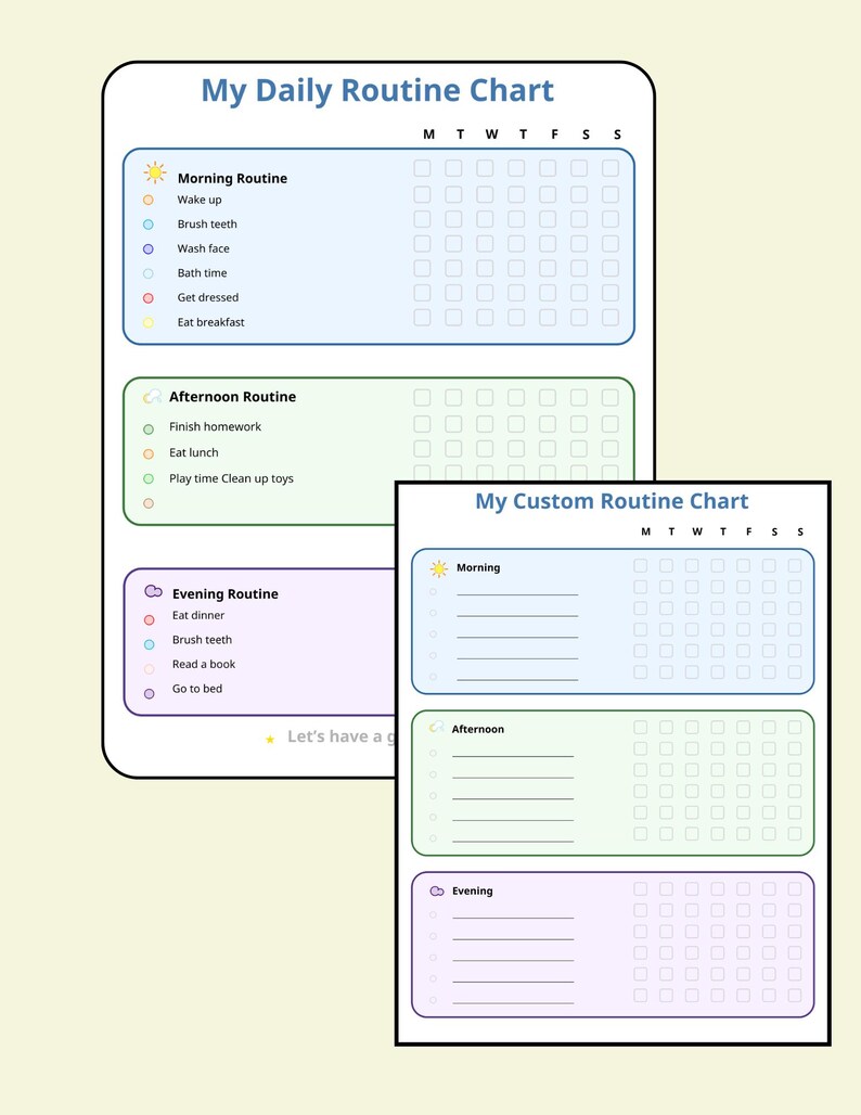 Printable Kids Daily Routine Chart - Etsy