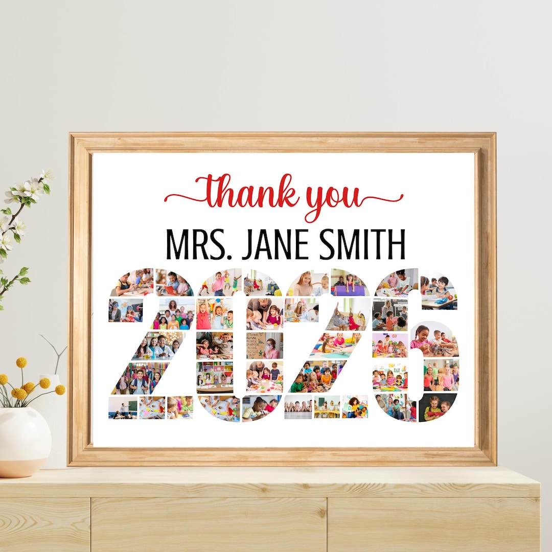 Personalized 2026 Teacher Appreciation Photo Collage, Custom Thank You ...