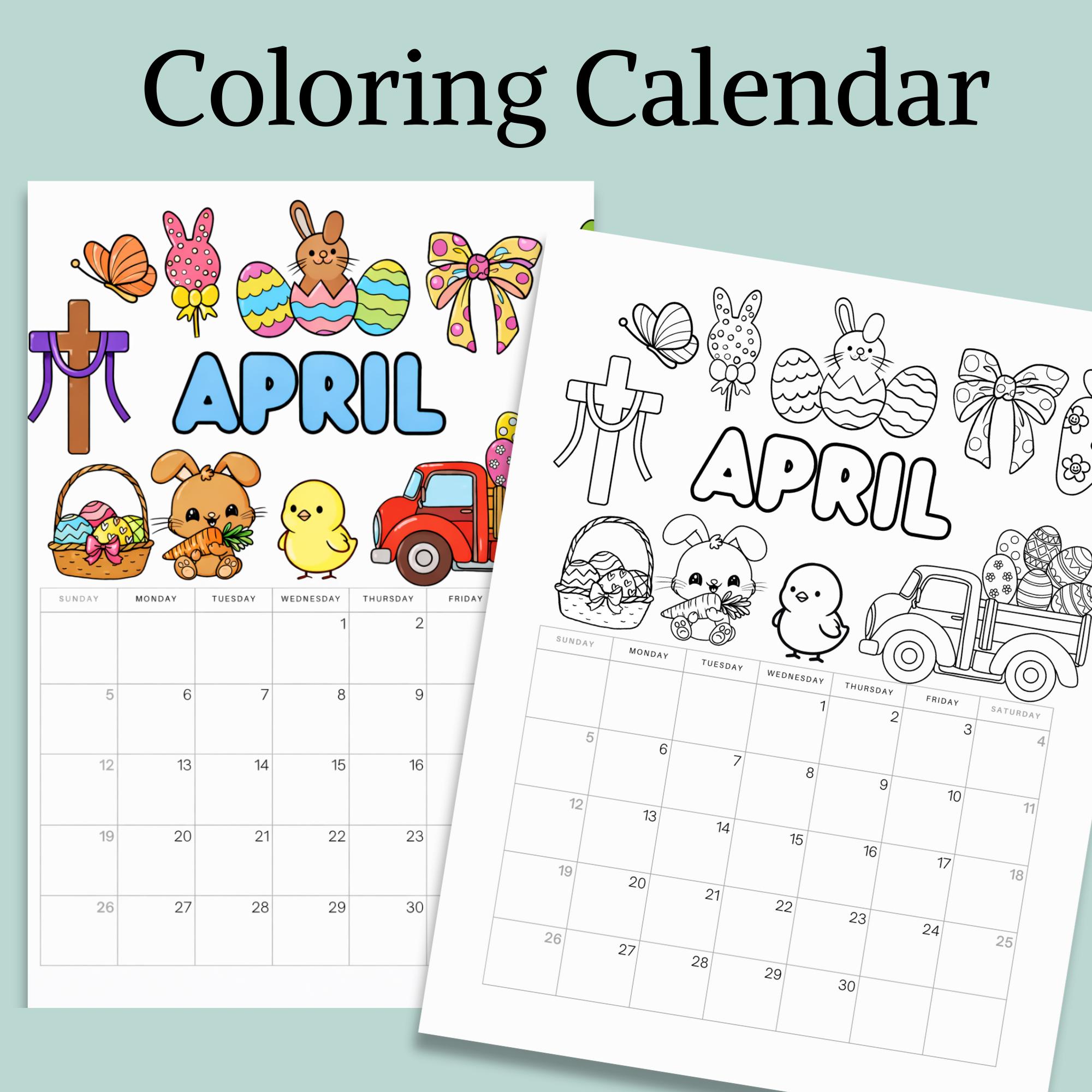2026 Coloring Calendar for Kids Printable, Monthly Coloring Pages ...