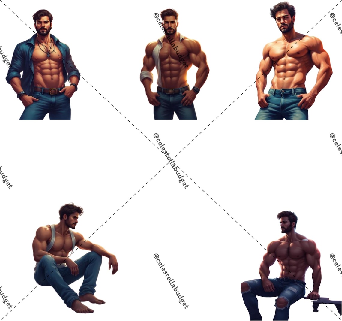Good Men Graphics 12 Masculine Men Clipart Bundle PNG | Handsome Male Characters ...