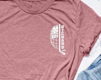 Custom Hockey Pocket Shirt, Minimalist Hockey Shirt, Your Name Hockey Shirt, Hockey Season Shirt, Hockey Lover Gifts, Hockey Lover T-Shirt