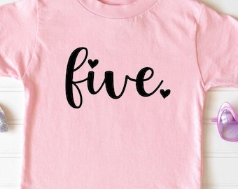 Hello Five Birthday Shirt, Girls 5th Birthday Tee, Est 2021 Youth T-Shirt