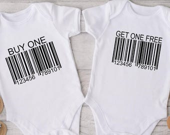 Buy One Get One Free Twin Onesie®, Funny Twin Bodysuit, Best Friends Twin Onesie®, Twins Baby Shower Gifts, Twin Mom Gift, Twin Baby Reveal