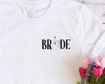 Bride Minimalist Shirt, Bride Party Pocket Tee, Wedding Finger Shirt, Bachelorette Party Tee, Bride Shirt for Women, Bridal Shower Shirt