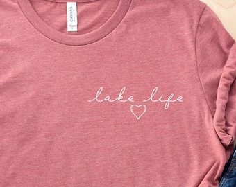 Lake Life Pocket Shirt, Lake Minimalist Shirt, Gift for Travel Lover, Gift for Adventurer, Vacation Shirts, Camper Shirt, Lake Vibes T-Shirt