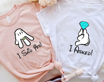 Disney Couple Shirt, I Asked I Said Yes Matching Shirt, Disney Honeymoon Tee, Fiance T-shirt, Mr and Mrs Shirt, Disney Engagement Gifts