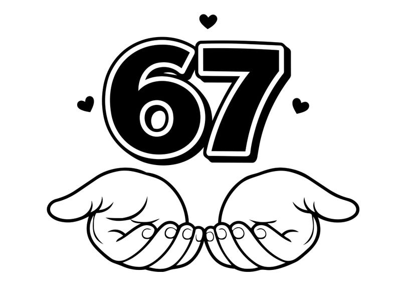 Six Seven 67 Funny Meme SVG PNG | Viral 6 7 Design for Shirts, Mugs ...