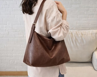 PU Leather Shoulder Bag for Work, Women’s Everyday Commuter Handbag, Large Capacity Crossbody Bag