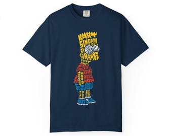 Bart Simpson Typography T-Shirt | Bart Simpson Word Art Silhouette Tee