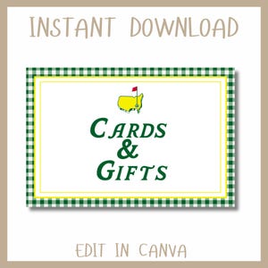 Letreros digitales editables para fiesta de cumpleaños de golf, descarga instantánea (Masters)
