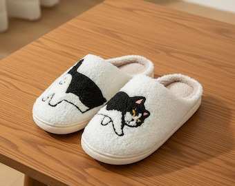 Fuzzy Cartoon Cat Slippers – Cozy Non-Slip Indoor/Outdoor Shoes
