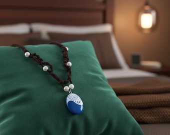 Ocean Princess Necklace: Braided Leather Pendant, Movie Inspired Jewelry