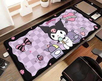 Leather Mouse Pad - Waterproof Anti-Slip Kuromi Keyboard Mat | Cute Large Desk Pad for Anime Lovers