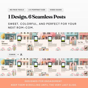 Rom Com: Bright and playful Bookstagram template for romantic comedy books and sunshine tropes.