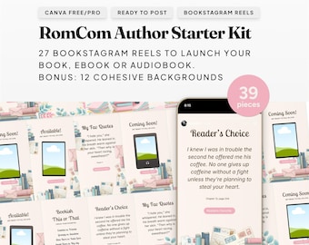 Reels do Canva para Autores de Romance | Kit para Instagram de Lançamento de Livro (Download Digital)