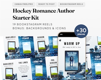 Modelos do Canva para Romance com Hóquei | Reels para Instagram de Lançamento de Livro | Kit Inicial para Autores | Bookstagram