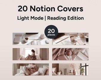 20 capas para o modo claro do Notion | Edição de leitura | Banners minimalistas