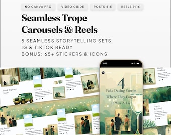 Reels do Bookstagram e Carrosséis de Tropes Perfeitos: Modelos para Canva