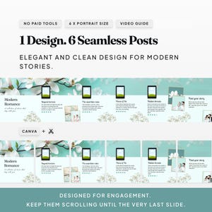 Modern: Minimalist and editorial Canva carousel template for contemporary romance book reviews.