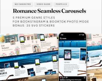 Carrossel de Romance Perfeito para Ebooks: Modelos de 6 Slides para Bookstagram e BookTok