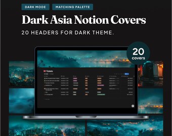 Dark Asia Notion Covers | 20 Moody Headers for Dark Theme Workspace