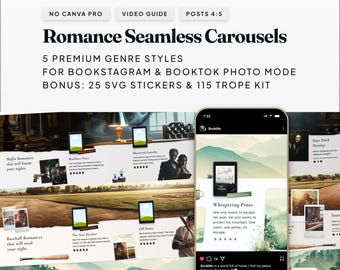 Carrossel de Romance Perfeito para E-book: Modelos de 6 Slides para Bookstagram e BookTok