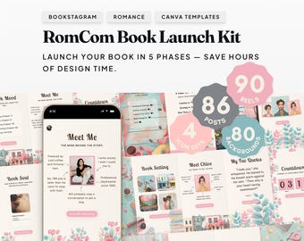RomCom Buch Präsentations Kit | Romanze Autor Instagram Vorlagen (Canva)