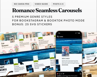 Romanze Nahtloses Karussell: 6-teilige Folien Templates für Bookstagram & BookTok