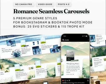 Romanze Nahtloses Karussell: 6-teilige Folien Templates für Bookstagram & BookTok