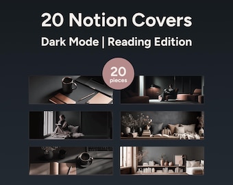 20 capas para o Modo Escuro do Notion | Edição Leitura | Banners Minimalistas