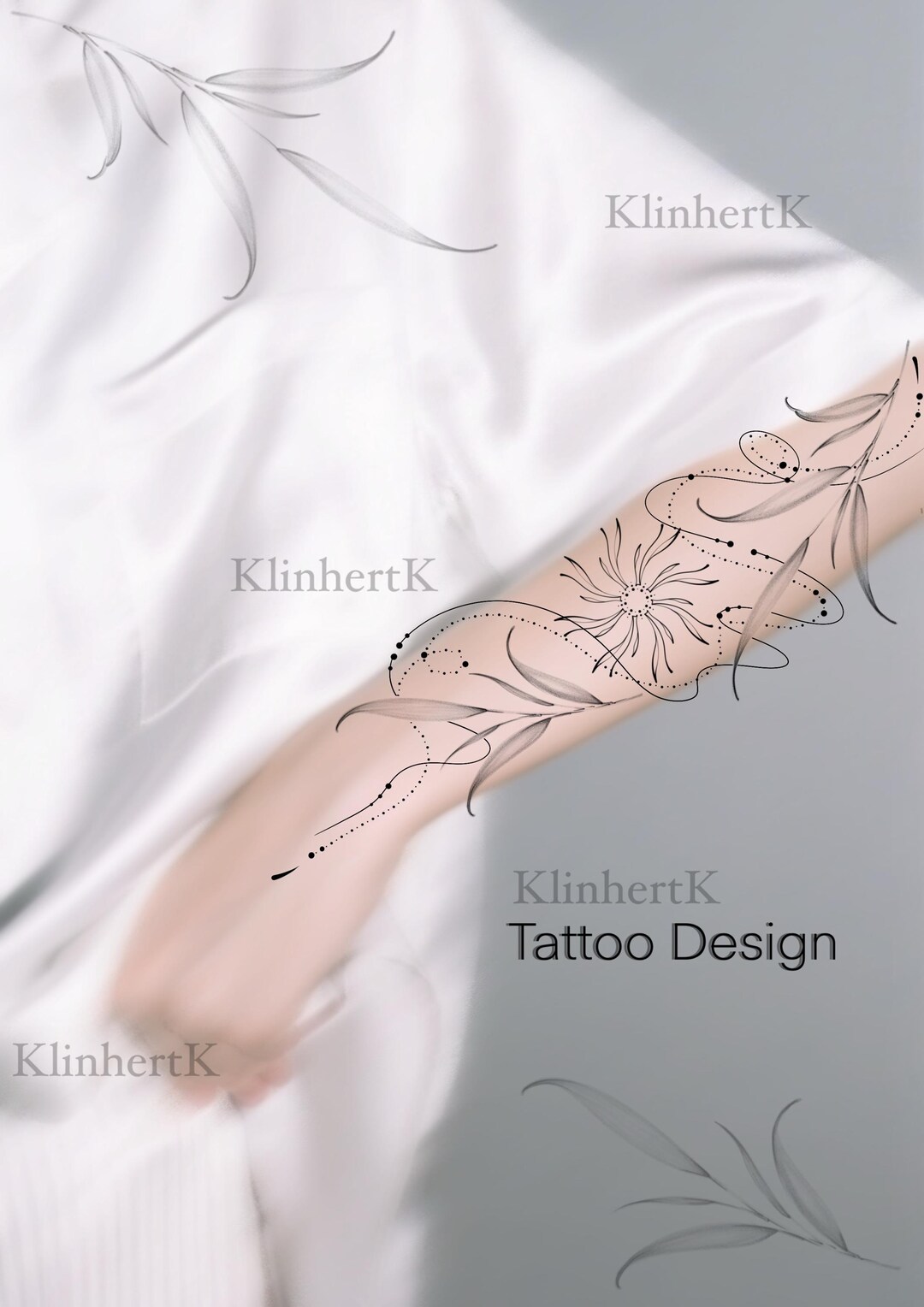 Fine Line Botanical Tattoo Flash | Elegant Ornamental Floral Tattoo ...
