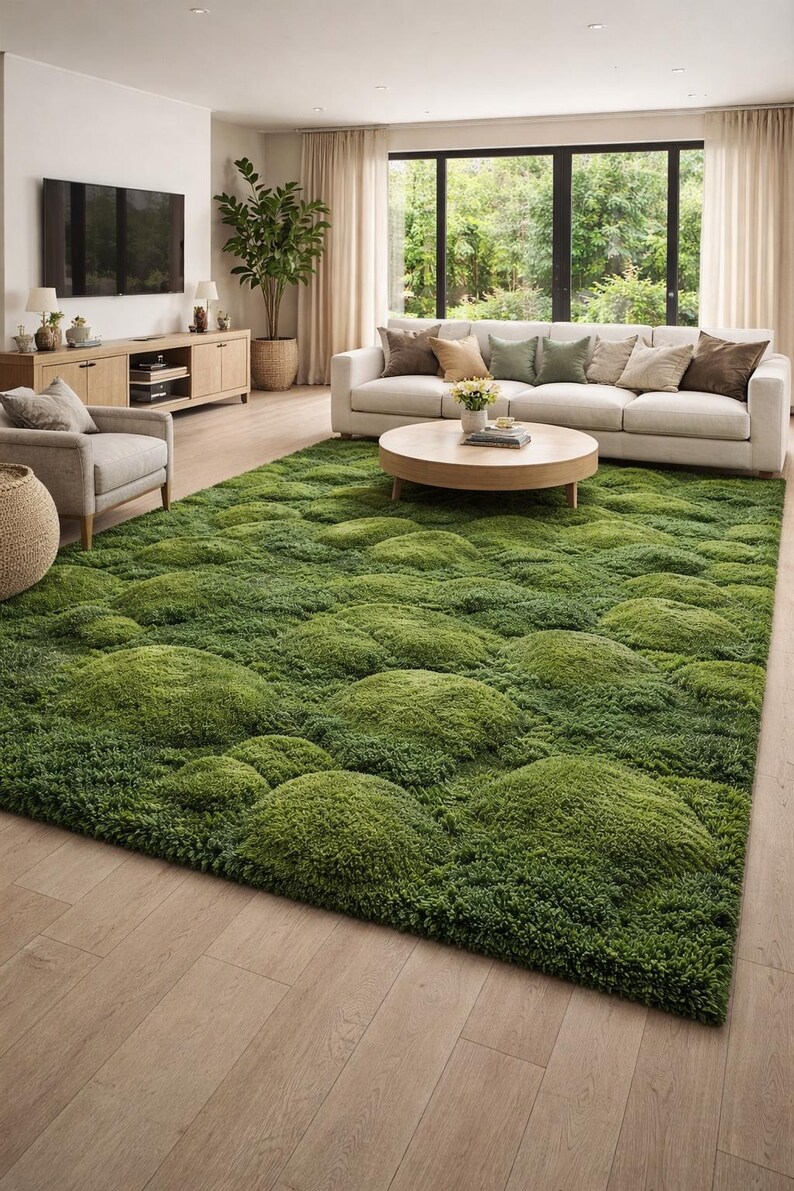 3D Forest Floor Moss Rug, Hand Tufted Wool, Abstract Art Area Carpet ...