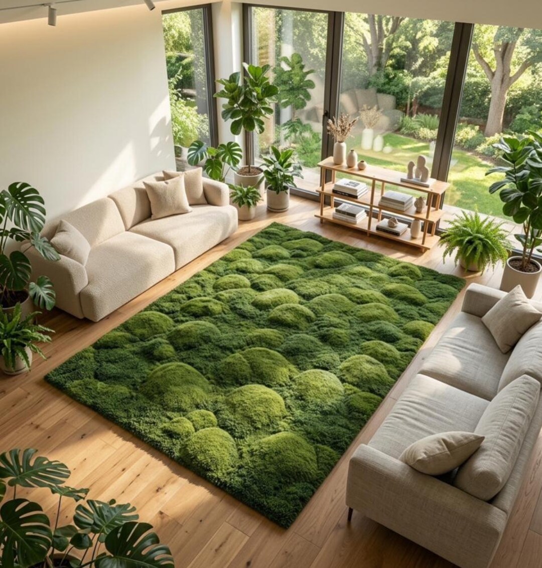 3D Forest Floor Moss Rug, Hand Tufted Wool, Abstract Art Area Carpet ...