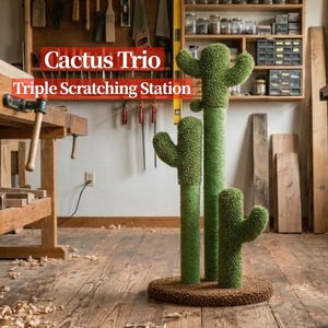 Tall Cat Scratcher – Cactus Sisal Scratching Post with Toy