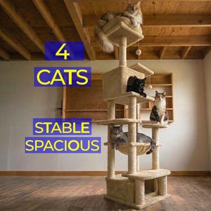 Large Cat Tree with Hammock – Multi Level Cat Tower
